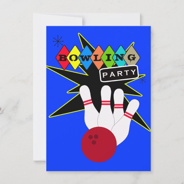 Retro Bowling Party Einladung (Vorderseite)