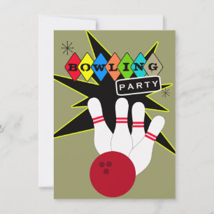 Retro Bowling Party Einladung
