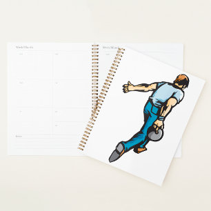 Retro-Bowling-Player wirbeln Ball Planer