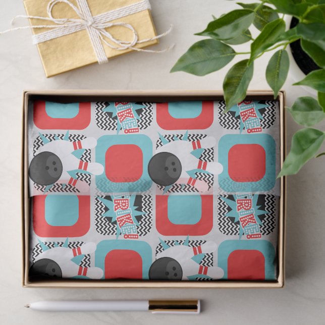 Retro Bowling Zickzack Wrapping Tissue Paper Seidenpapier (Geschenk)