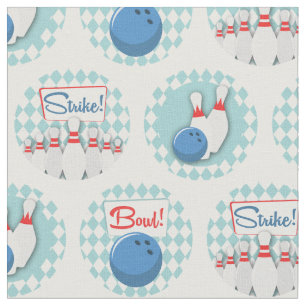 Retro Bowlings-Muster-Bowlings-Ball-Buttone Stoff