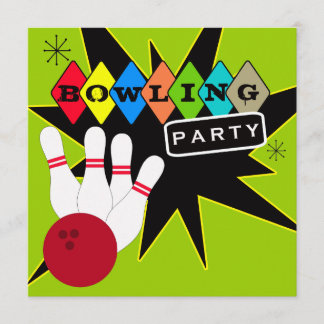 Retro Bowlings-Party Einladung