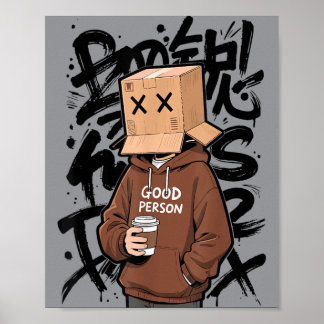 Retro-Box-Head-Charakter Streetwear-Stil Poster