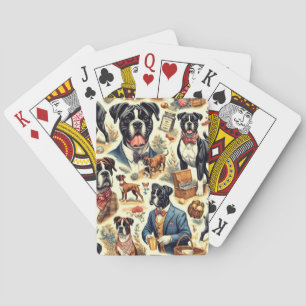 Retro Boxer Dog Illustration Spielkarten
