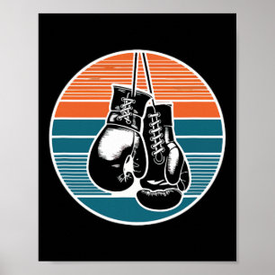 Retro-Boxhandschuhe Sonnenuntergang Kickboxen Boxe Poster