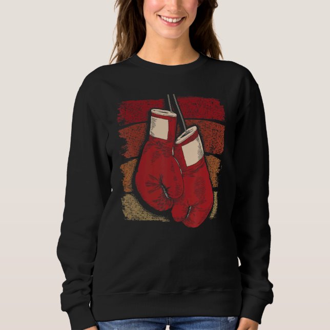 Retro Boxing Gloves Boxing Kickboxing Sports Fan B Sweatshirt (Vorderseite)