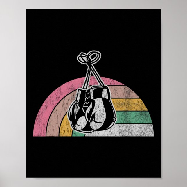 Retro Boxing Gloves Rainbow Vibes Poster (Vorne)