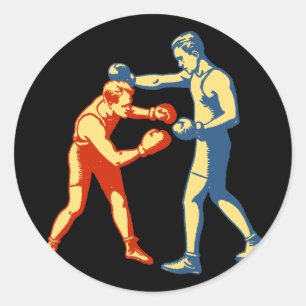 Retro Boxing Men Runder Aufkleber