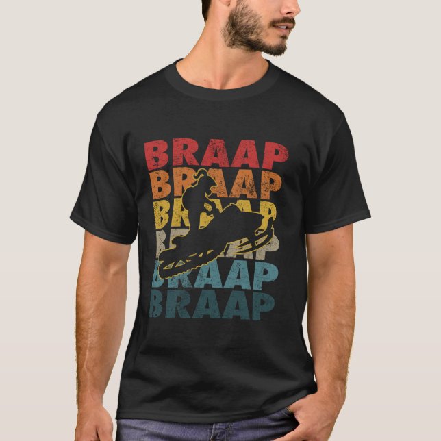 Retro Braap Snow Sled Snowmobiling Girls Snowmobil T-Shirt (Vorderseite)