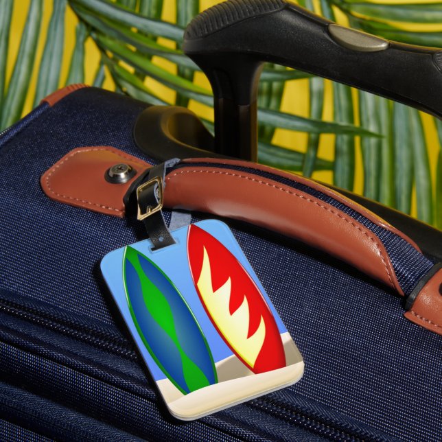 Retro Brandung der Surfbretter Gepäckanhänger (Vorderseite Insitu 1)
