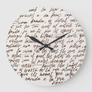 Retro-Braun-Ink-Manuskript-Textur Große Wanduhr