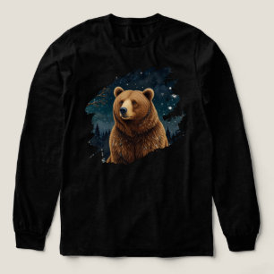 Retro Braunbär Mitternachtsszene Tri-Blend Shirt