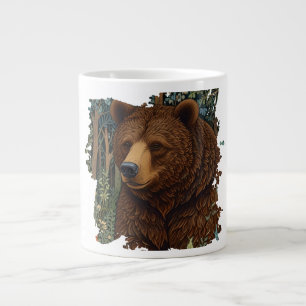 Retro-Braunbärenkunst boho wald Jumbo-Tasse