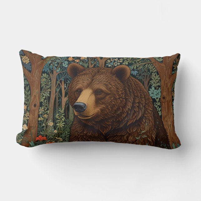 Retro-Braunbärenkunst boho wald Lendenkissen (Vorderseite)