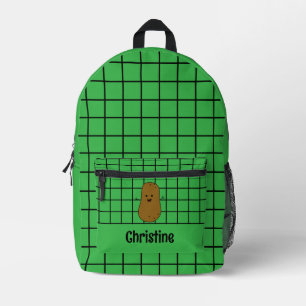 Retro, Braune Kartoffel, Grün Benutzerdefiniert Bedruckter Rucksack