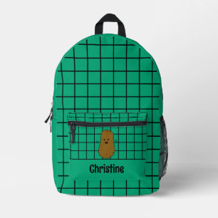 Retro, Braune Kartoffel, Türkis Benutzerdefiniert Bedruckter Rucksack