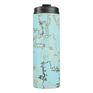 Retro-braunes und blaues Cooles Muster Thermosbecher