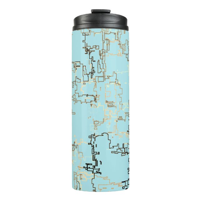 Retro-braunes und blaues Cooles Muster Thermosbecher (Vorderseite)