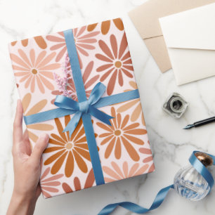 Retro Bräunliche Daisy Geschenkpapier