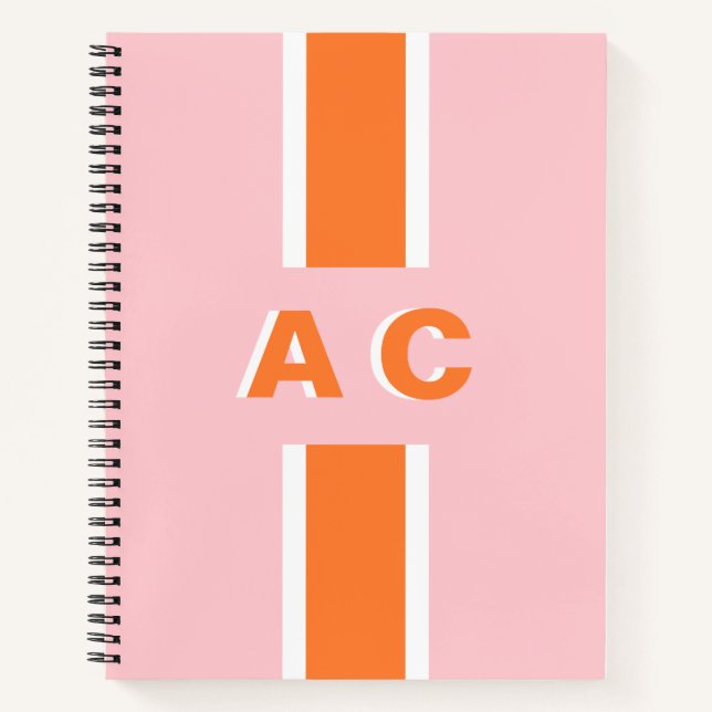 Retro Brautparty Personalisiert Monogramm Notizbuch (Vorderseite)