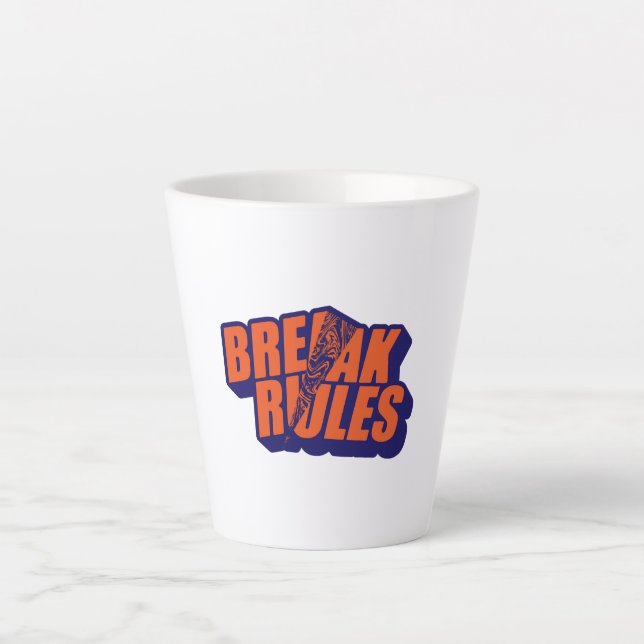 Retro "Break Rules" Motivational Milchtasse (Vorderseite)