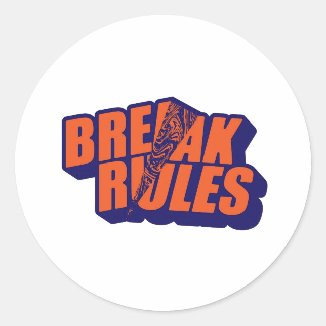 Retro "Break Rules" Motivational Runder Aufkleber (Vorderseite)