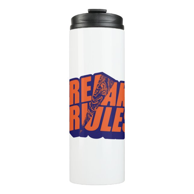 Retro "Break Rules" Motivational Thermosbecher (Vorderseite)