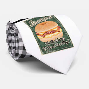 Retro Breakfast Bagel Necktie Krawatte
