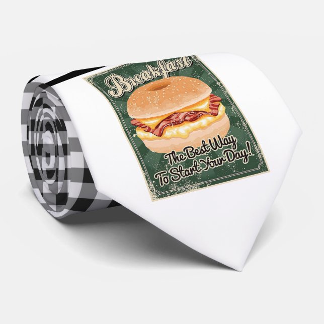 Retro Breakfast Bagel Necktie Krawatte (Gerollt)