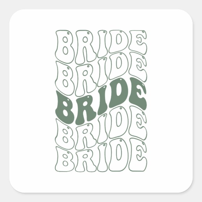 Retro Bride Bridesmaid Quadratischer Aufkleber (Vorderseite)