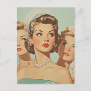 Retro Bridesmaiers in Style Postkarte