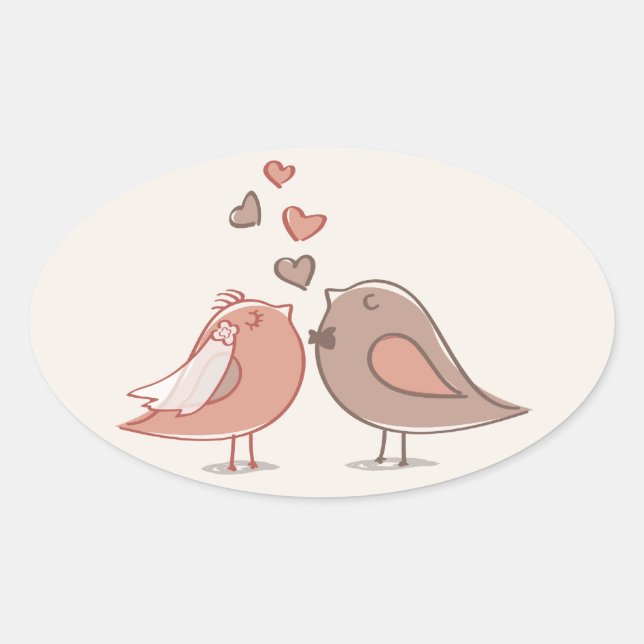 Retro Bridge und Groom Birds Geschenke Ovaler Aufkleber (Vorderseite)