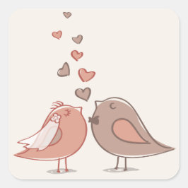 Retro Bridge und Groom Birds Geschenke Quadratischer Aufkleber