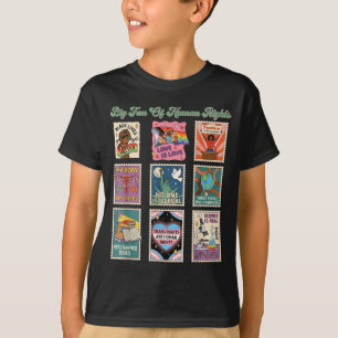 Retro-Briefmarke großer Fan von Menschenrechten lu T-Shirt