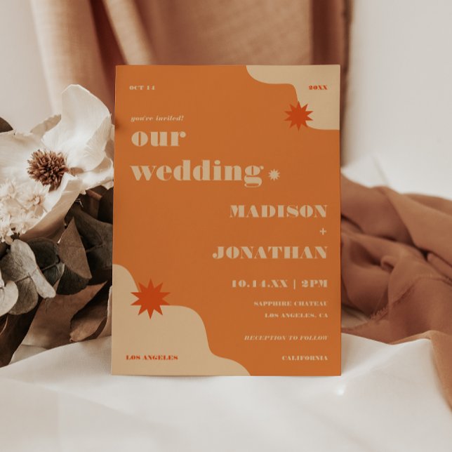 Retro Bright & Bold Summer Wedding Einladung (Von Creator hochgeladen)