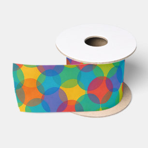 Retro Bright Colors Amorphes Formen Art Pattern Satinband