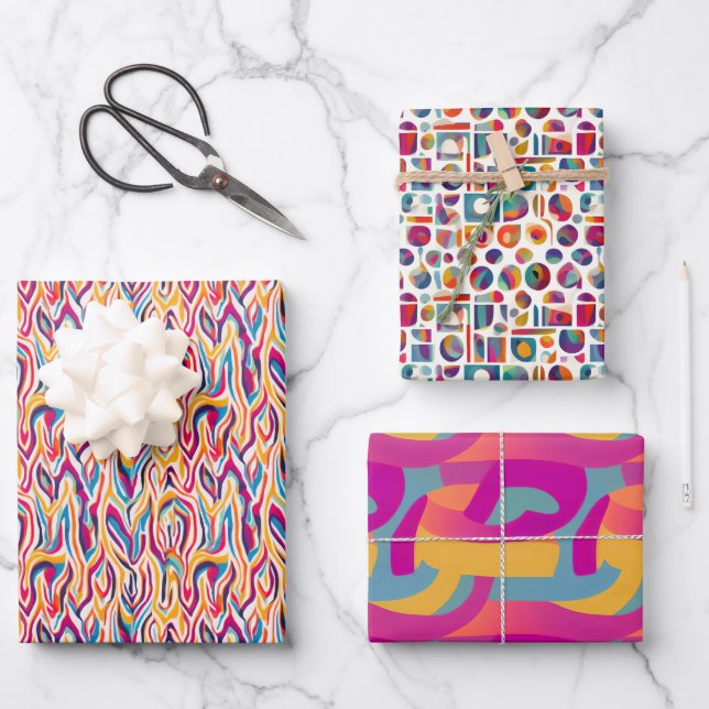 Retro Bright - Herbst, Winter Bright Subtil Abstra Geschenkpapier Set (Vorderseite)