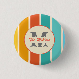 Retro Bright Summer Monogram Button