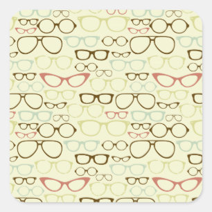 Retro Brillen-Hipster Quadratischer Aufkleber