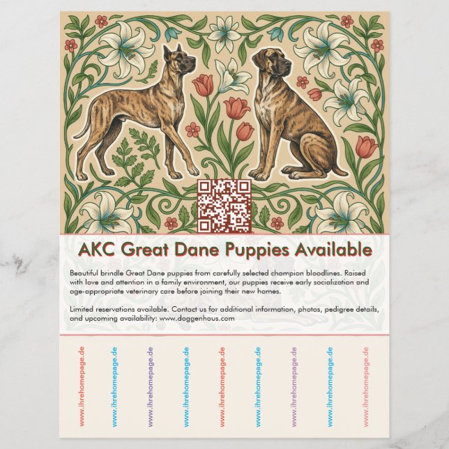 Retro-Brindle-Dogge-Welpe  Flyer (Vorne)