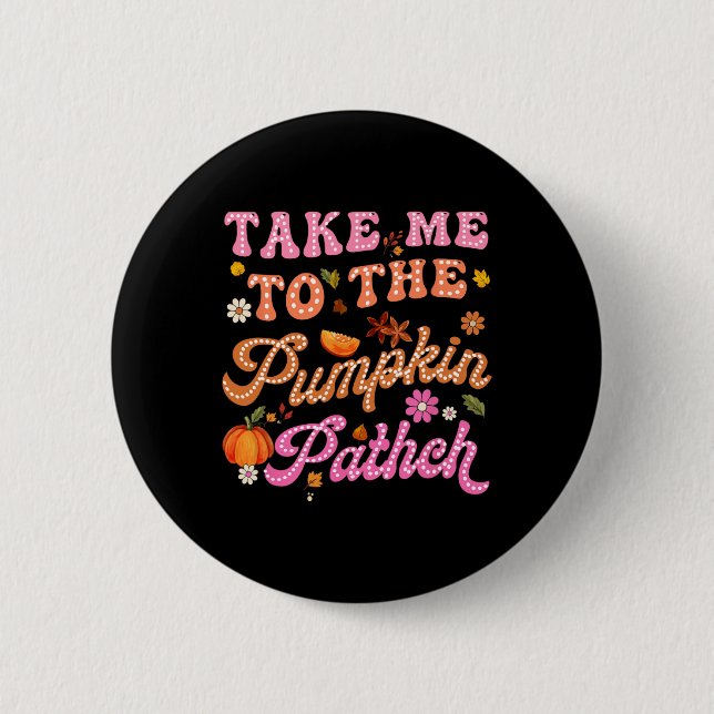 Retro bringen Sie mich zu den Blume des Pumpkappen Button (Vorderseite)