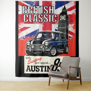Retro Britische Klassiker Front Pop Art Wandteppich