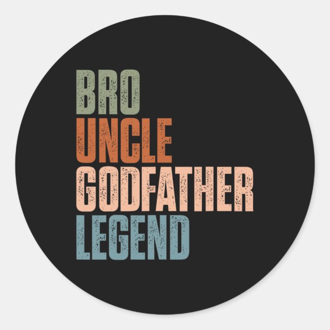 Retro Bro Onkel Godvater Legend Funny Oncles Fath Runder Aufkleber (Vorderseite)