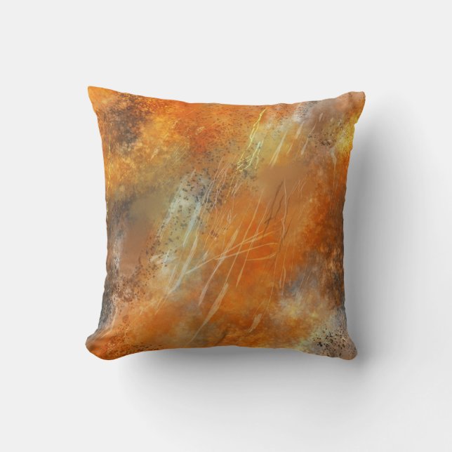 Retro Bronze Abstrakt Flames Kissen (Vorderseite)