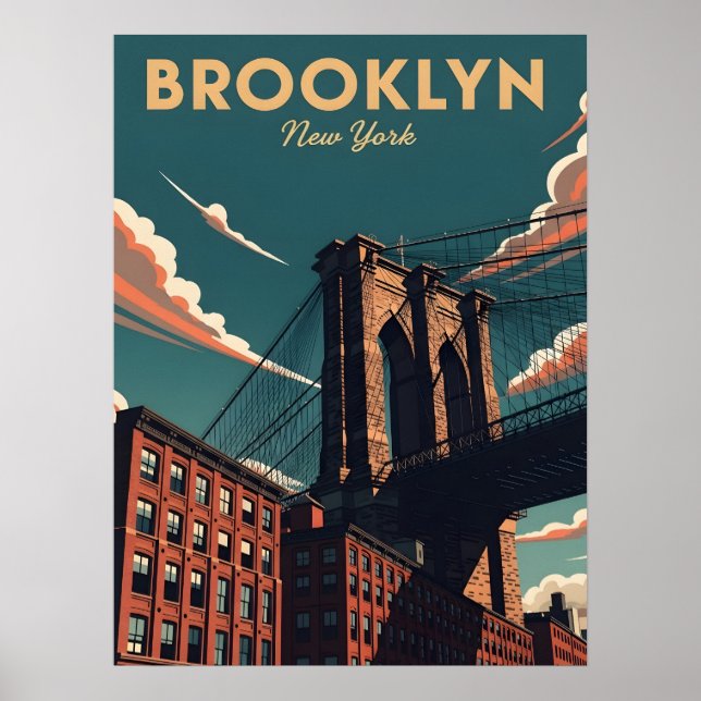 Retro Brooklyn überbrücken die New Yorker City-Sky Poster (Vorne)