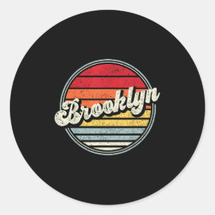 Retro Brooklyn Zuhause Staat Cool 70er Style Sunse Runder Aufkleber