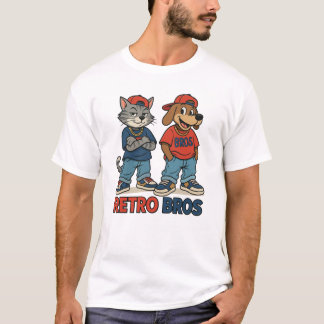 Retro Bros – 90er Cartoon-Stil Herren Basic T-Shir T-Shirt