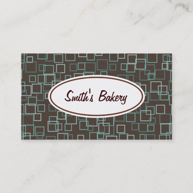 Retro Brown Aqua Business Card Visitenkarte (Vorderseite)