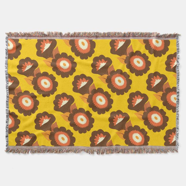 Retro-Brown-Blume Decke (Vorderseite)