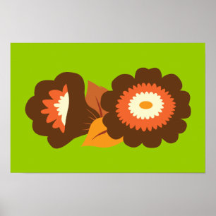 Retro-Brown-Blume Poster